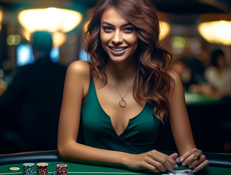 Kartu dealer dengan satu kartu terbuka di meja pusaka99